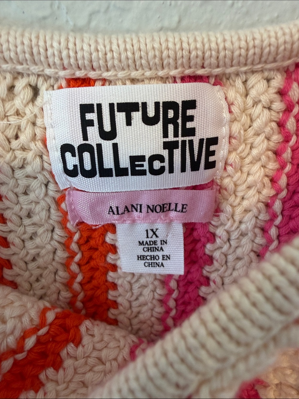 Future Collective Striped Crochet Crop Tank Top in Pink, Orange & Yellow - Picture 4 of 6